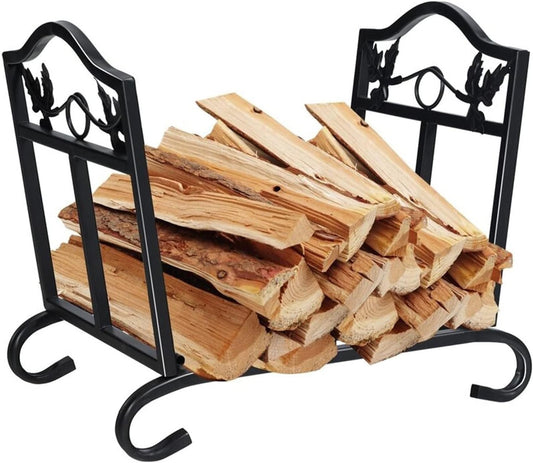 Outdoor Fireplace Firewood Rack & Indoor Log Holders | Wrought Iron Firewood Holders for Efficient Wood Storage and Organization