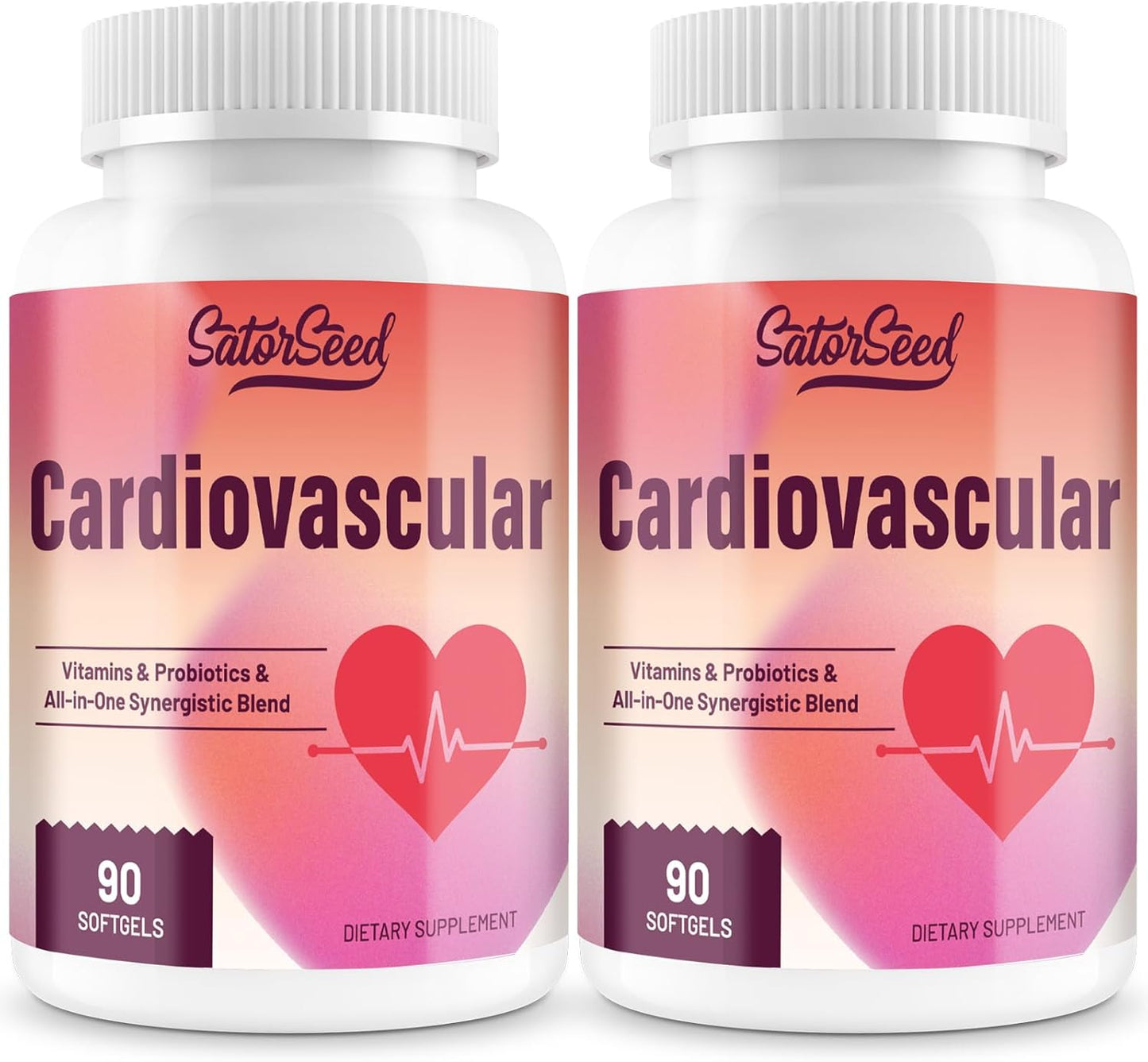 SatorSeed Cardiovascular Supplement 3000MG Multi-Vitamins, Probiotics, Omega-3 & CoQ10 Synergistic Blend for Adults (2 Bottle)