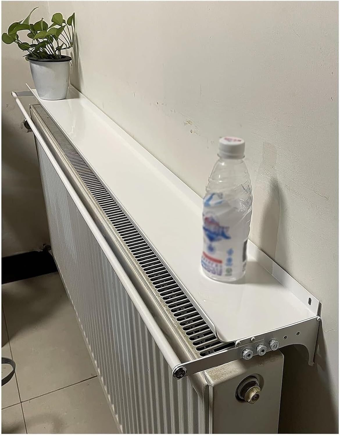 Radiator cover for old radiator，Radiator cabinet， Floating Shelf Over Radiator with Towel Bar Heater Cover - for Kitchen\/Bathroom\/Entryway No Drilling(27.5inch (70cm) Long)