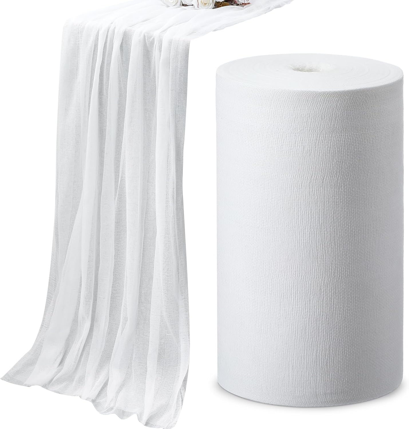 FuWeave 1 Roll Grade 40 Cheese Cloth for Straining 70 Yard 100% Unbleached Cotton Fabric Reusable Cheese Cloth Bulk Cheesecloth Table Runner for Cooking, Wedding Decor, Straining, White