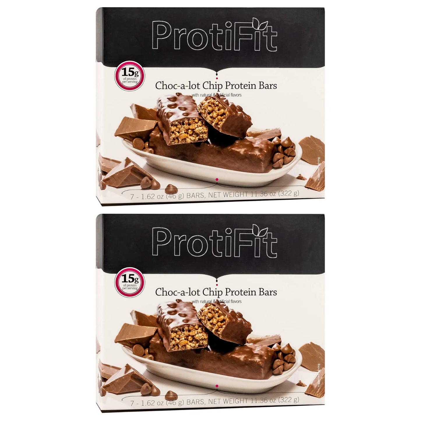 PROTIFIT - Low Calorie Choc-A-Lot Chip Protein Bar 2 Pack, High Protein, 15g Protein, Low Carb, Low Sugar, Ideal Protein Compatible, 7 Servings Per Box, (2 Pack)