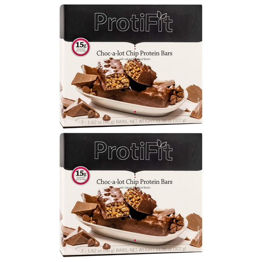 PROTIFIT - Low Calorie Choc-A-Lot Chip Protein Bar 2 Pack, High Protein, 15g Protein, Low Carb, Low Sugar, Ideal Protein Compatible, 7 Servings Per Box, (2 Pack)