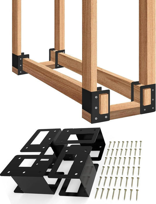 4pcs Adjustable Firewood Rack for Indoor Outdoor Use, Firewood Holder,Steel Log Holder Stand for Fireplace, Yard, Cabin