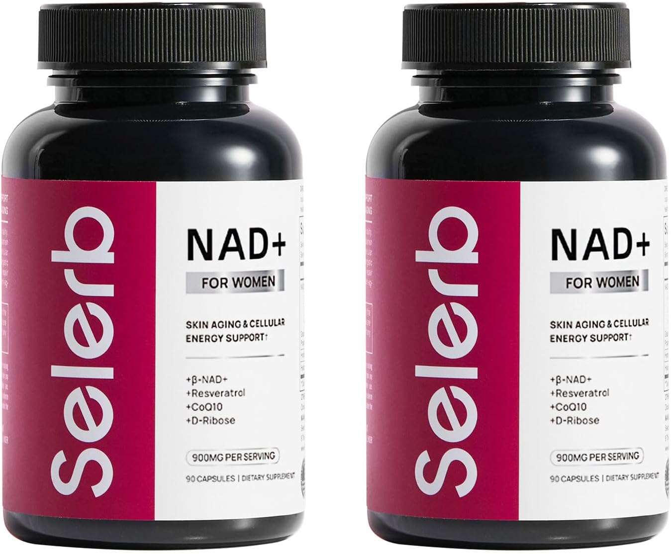 Selerb NAD+ Supplement for Women - NMN Alternative with β-NAD+, Trans-Resveratrol, CoQ10, D-Ribose - Promotes Cellular Renewal, Energy, and Radiant Skin Health - 180 Capsules