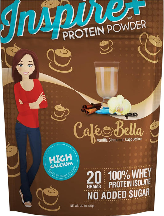 Inspire Cafe Bella Vanilla Cinnamon Cappuccino Sugar-Free 20g Whey Protein Isolate Powder (20 Servings)