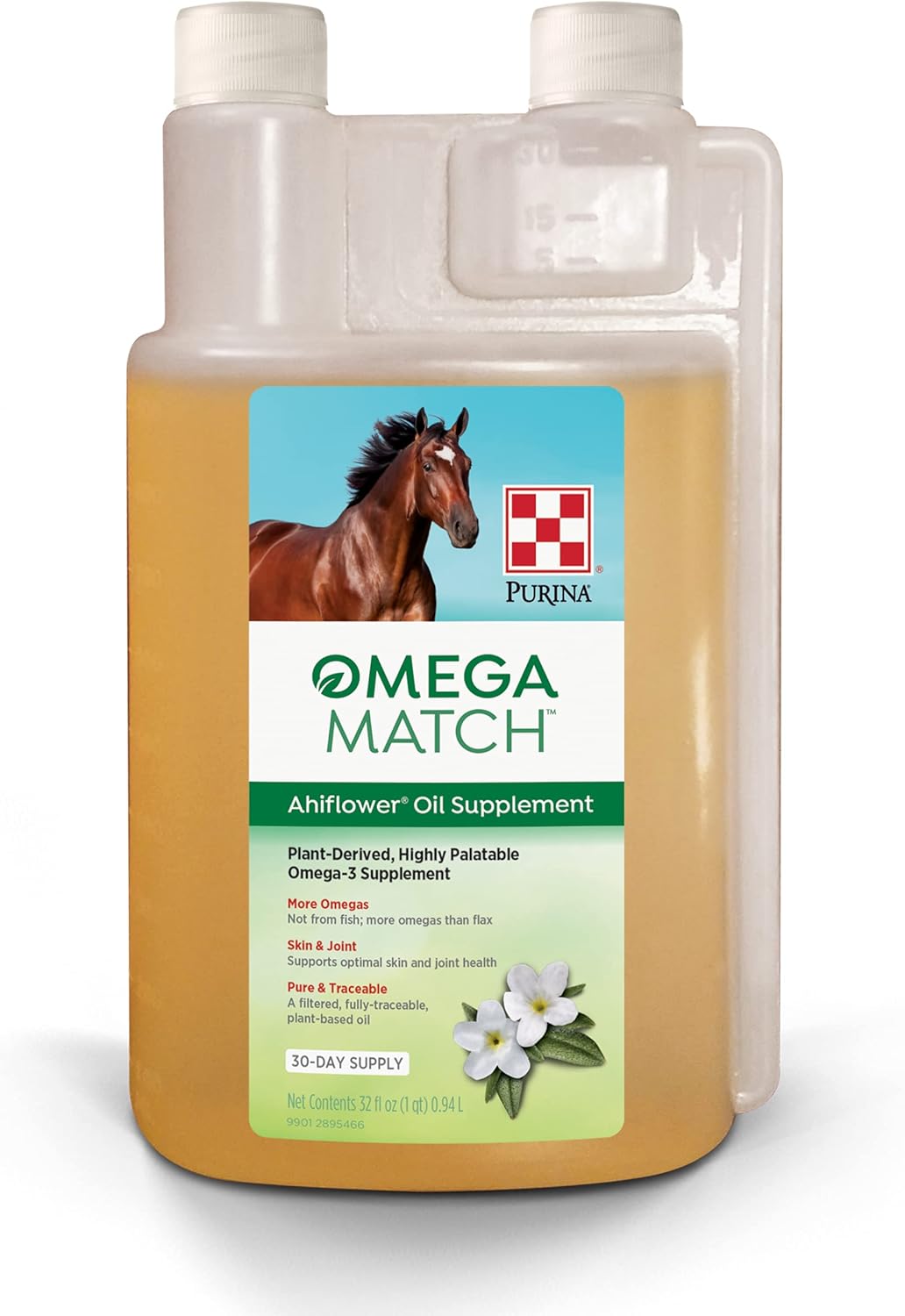 Purina | Omega Match Ahiflower Oil Horse Supplement | 32 Ounce (32 OZ) Bottle