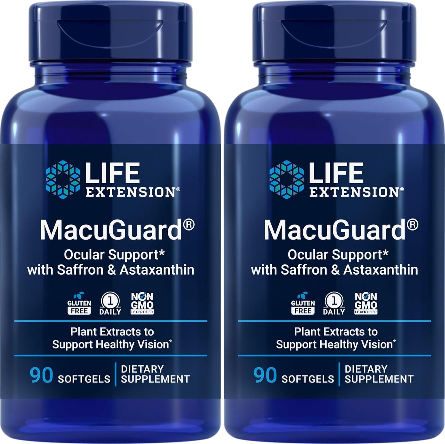 Life Extension MacuGuard 90 softgels (Pack of 2) with Saffron & Astaxanthin