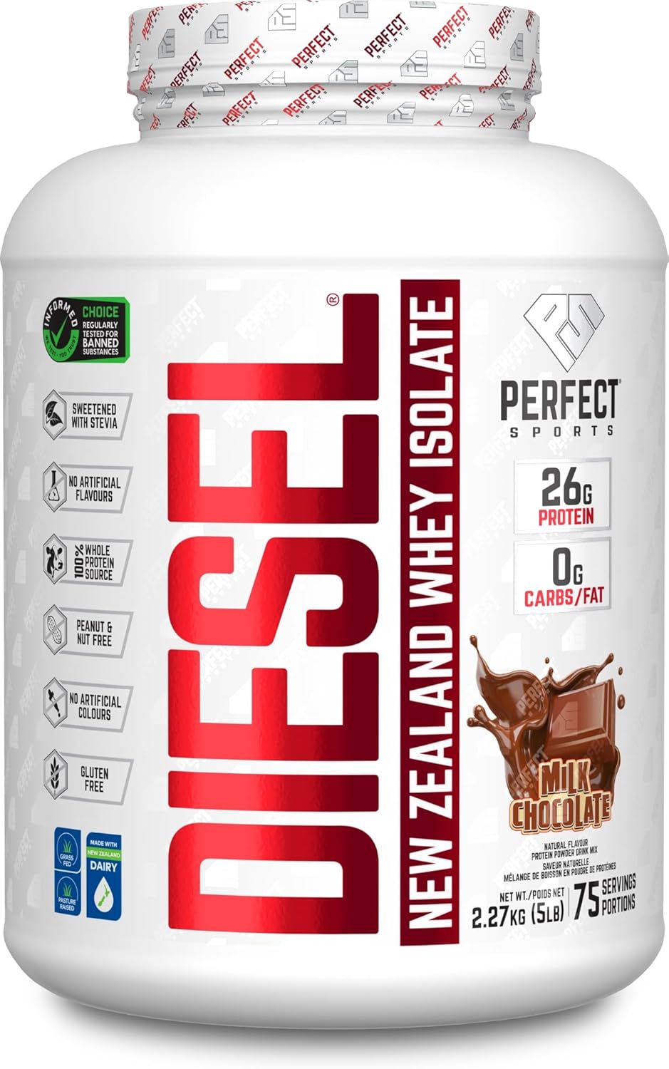 PERFECT SPORTS Diesel New Zealand Whey Isolate, 2.2 kg, Milk Chocolate