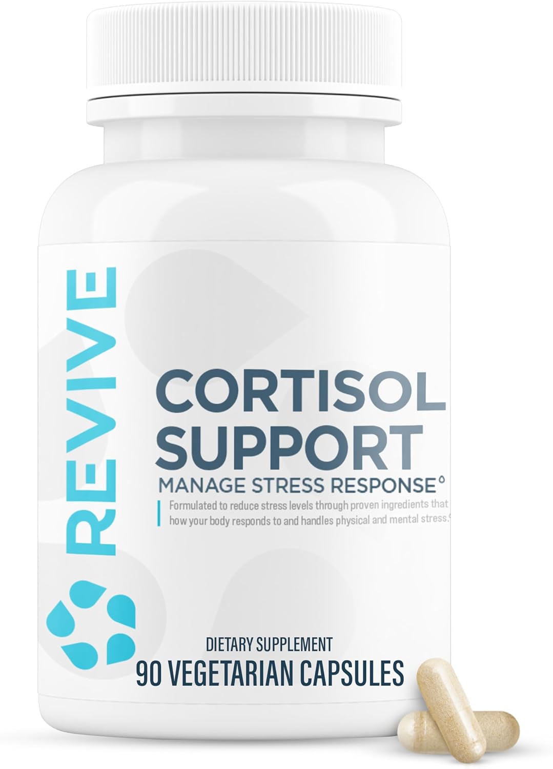 Revive MD Cortisol Manager, 90 Vegetarian Capsules - Cortisol Supplement with Magnesium & L-Theanine Support Health, Focus, Energy, Fatigue, & Adrenal Gland Function - Vegan & Gluten-Free