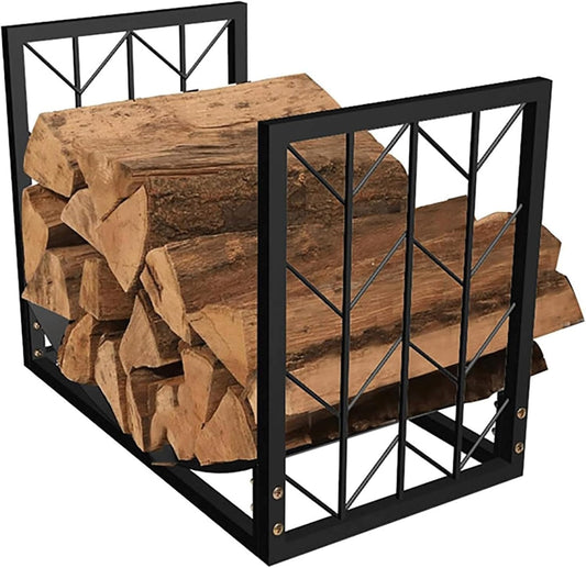 Firewood Storage Rack for Indoor Outdoor Heavy Duty Metal Fireplace Log Holder 60kg Load Capacity Shelf Stackable Wood Organizer