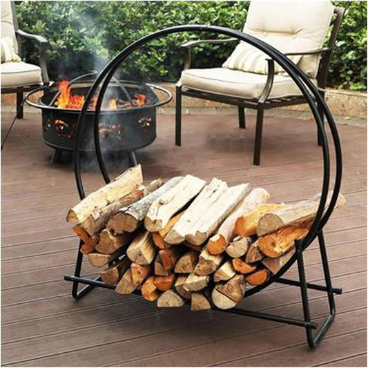 Firewood Rack,Firewood Holder, Farmhouse Round Log Store Rack Holder Small Indoor Outdoor Camper Firewood Holder Brackets