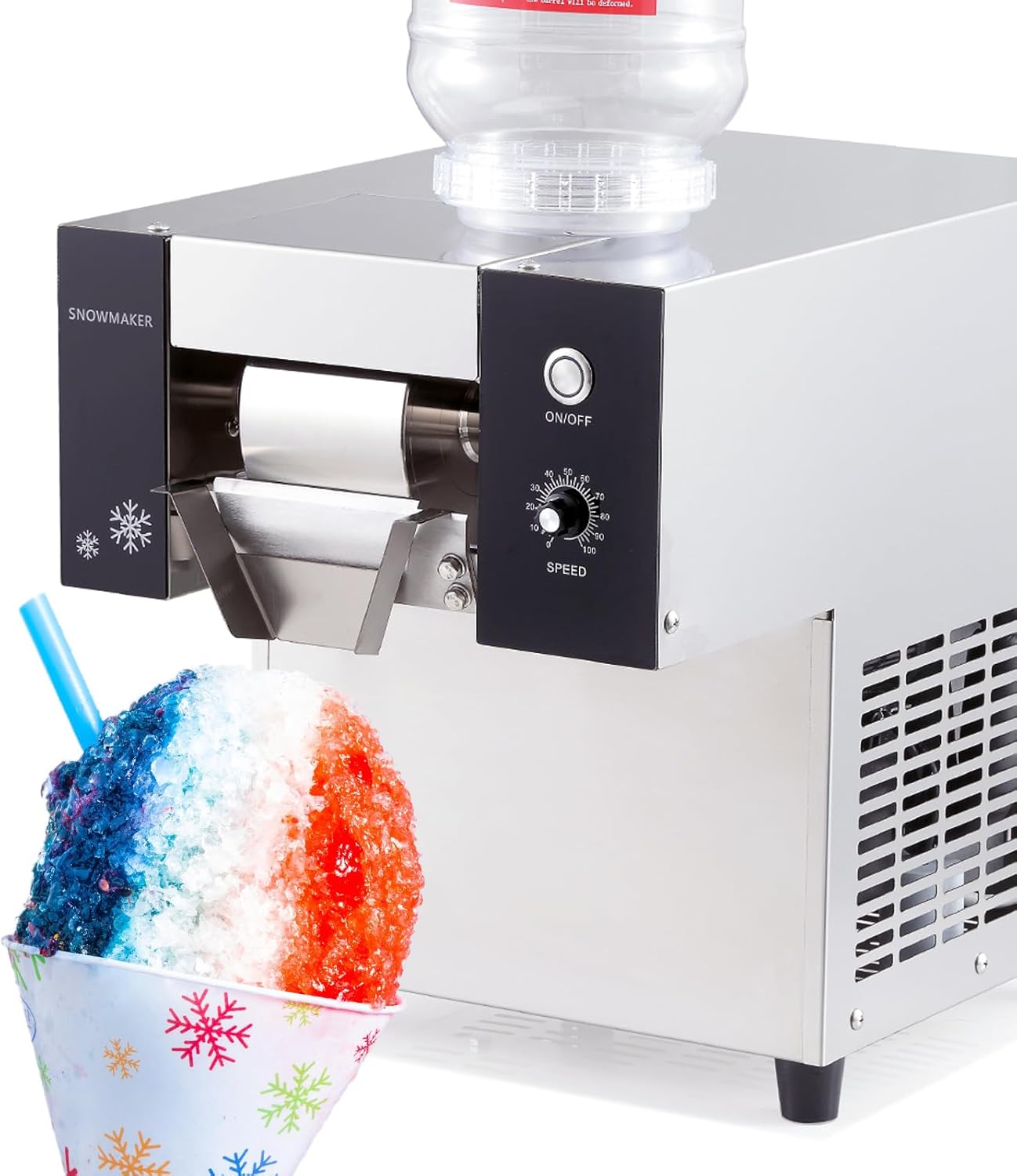 Kolice Commercial\/Home Automatic Electric Ice Crush Machine, 198 lbs\/Day Snow Cone Shaver, Snowflake Ice Machine, Air Cooling for Home, Food Truck, Restaurant, Milktea Shops,etc