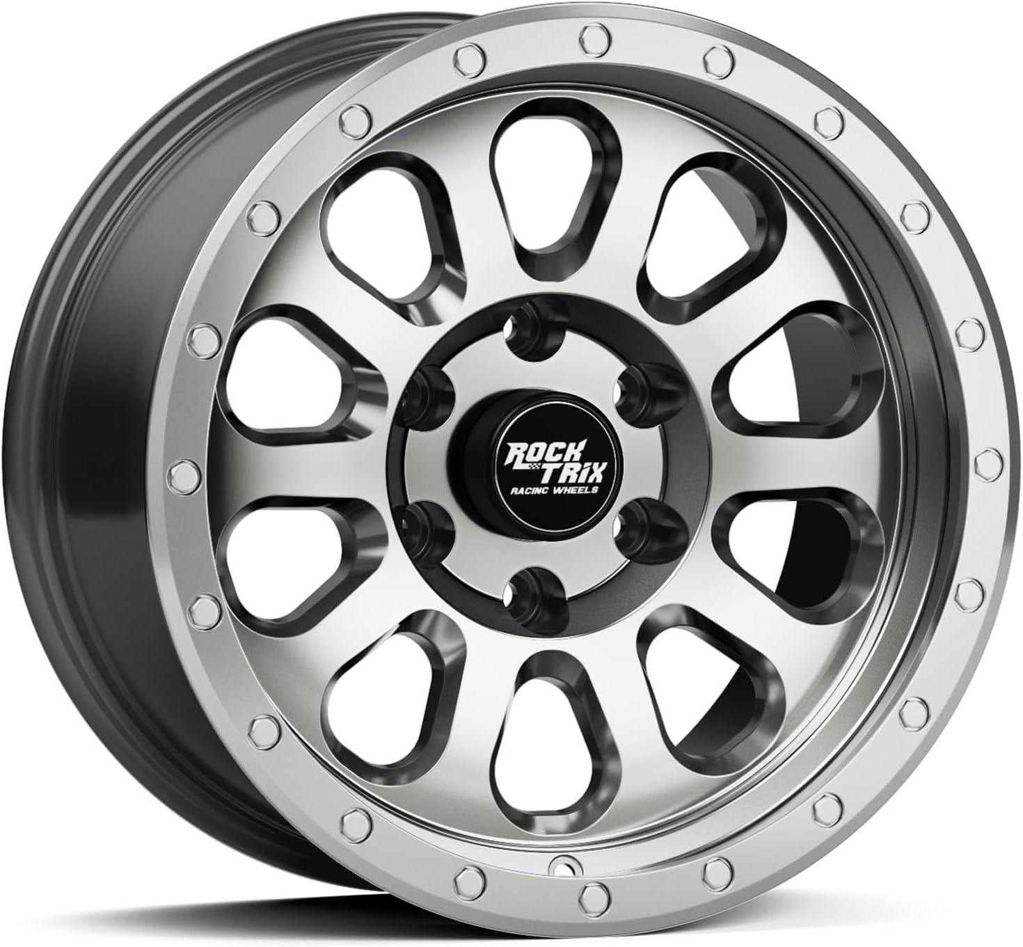 RockTrix RT111 17 inch Wheel Compatible with 2021+ Toyota Tacoma 6x5.5" (6x139.7) Bolt Pattern, 17x9 (-12mm Offset), 106.1mm Bore, Gunmetal Polished, Also fits 2022+ 4Runner, FJ Cruiser, 99-06 Tundra