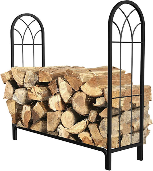 Firewood Storage Rack Fireplace Log Holder Outdoor Metal Lumber Organizer Heavy Duty Wood Stacker Store
