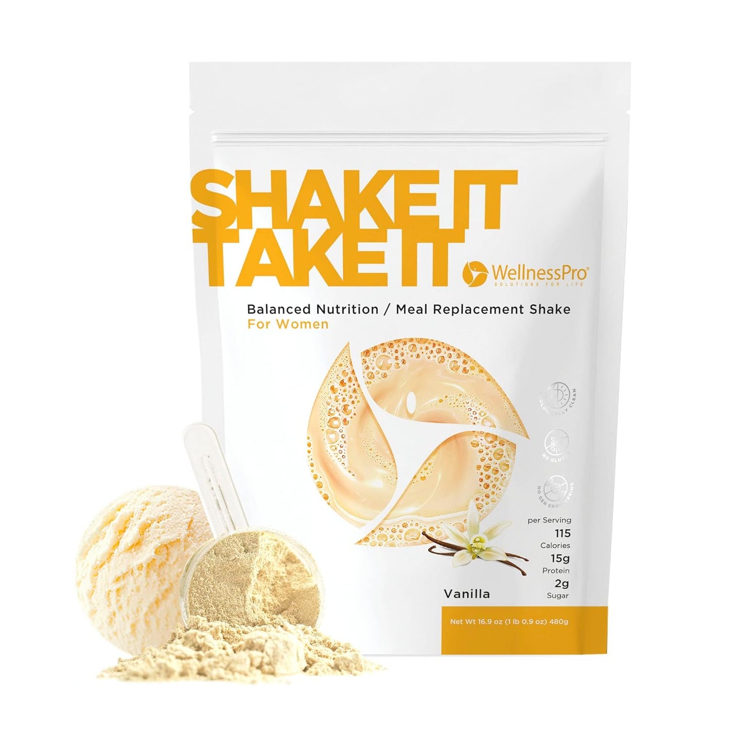 Womens Meal Replacement Shake - 15 Servings, 15g Protein, Vanilla Flavor, Shake & Smoothie Powder with Vitamins & Minerals for Women, Keto Friendly, Gluten Free