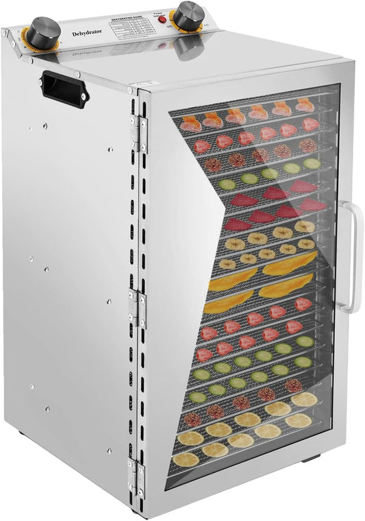 Stainless Steel Food Dryer for Fruit, Food Dehydrator Machine, Pet Treats with Adjustable Timer And Temperature Control, 360° Hot Air Circulation System