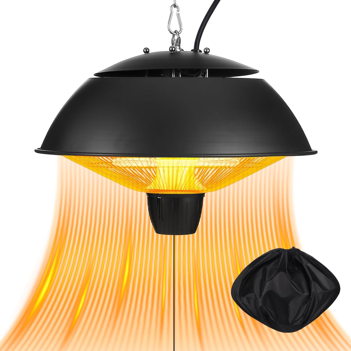 Hanging Patio Heater 1500w Outdoor/Indoor Electric Infrared Hanging Ceiling Heater with Storage Bag 3s Fast Heating, Quiet, Adjustable Chain, for Home Porch Gazebo Balcony Garage Studio