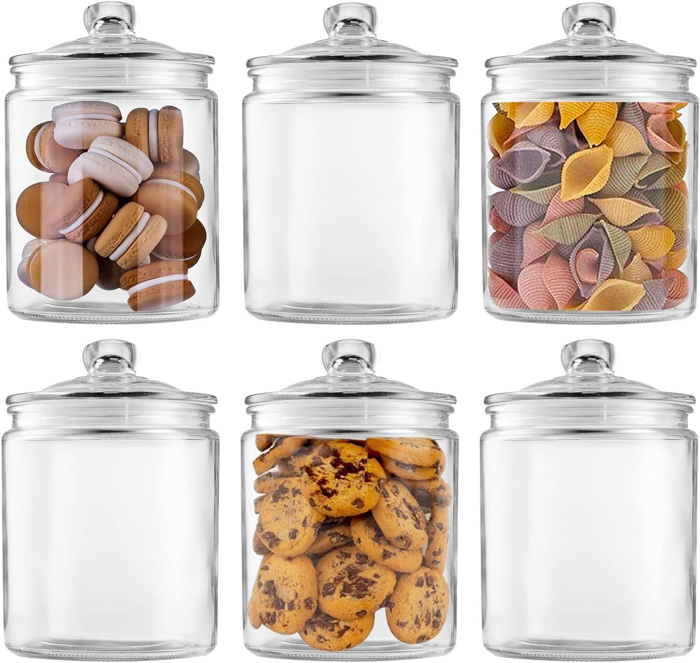 Glass Jars 32oz,Maredash Candy Jar with Lid For Household,Food Grade Clear Jars (6 Pack)