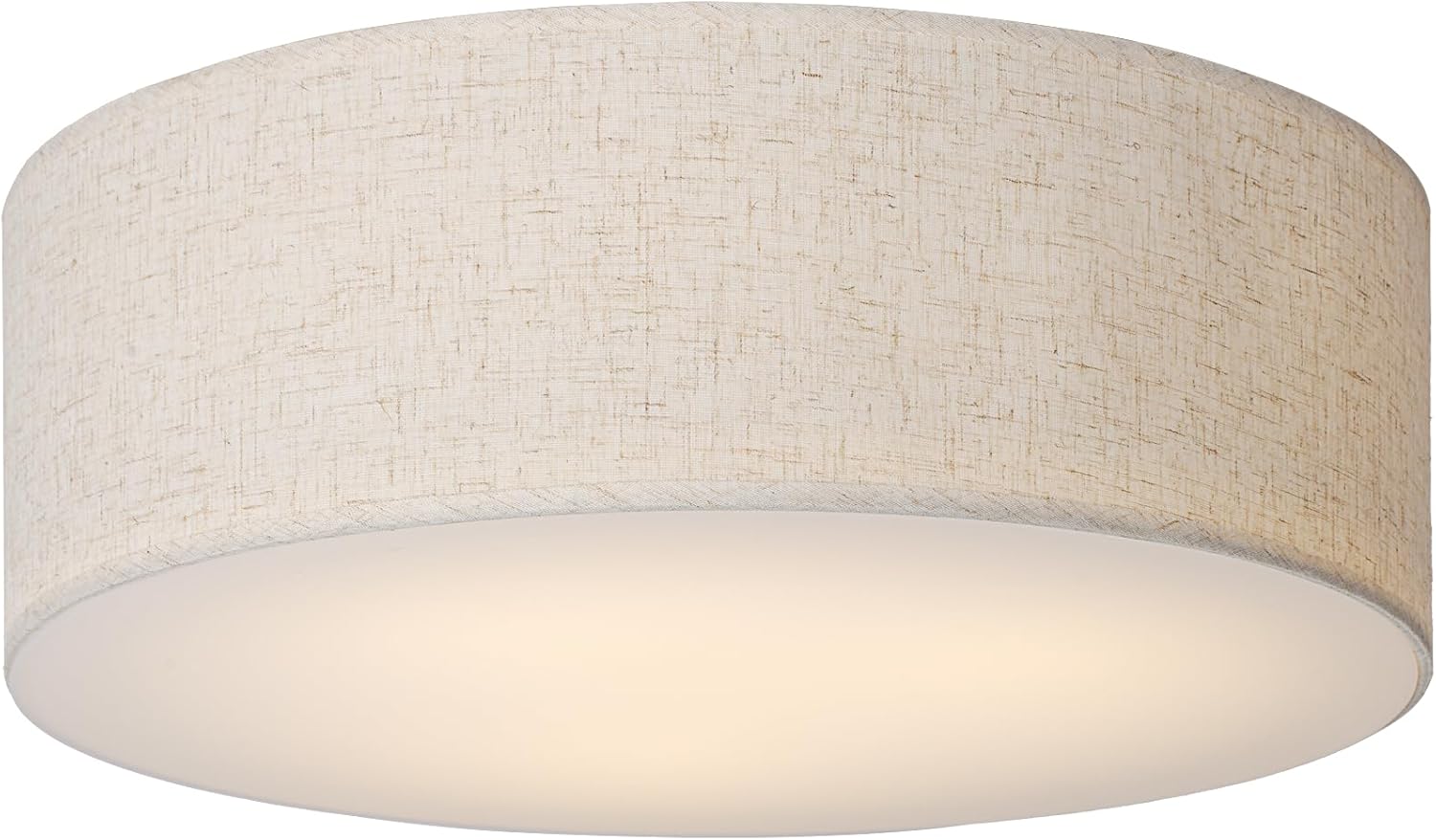 CALOKES 18-Inch Large Flush Mount Ceiling Light Fixture with Fabric Shade, Modern Drum Closed to Ceiling Lighting for Living Dining Room, Bedroom, Kitchen, Foyer - Farmhouse 3-Light Lamp & Chandelier