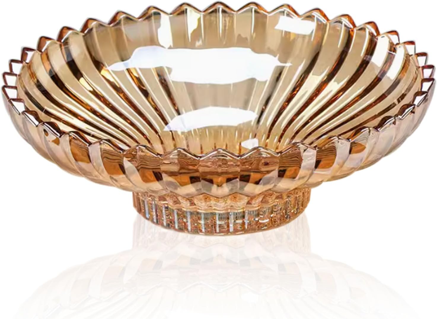 Rxcvkmw Glass Fruit Bowl or Decorative Bowl, used for Kitchen counter or living room center table decoration, 12 inch Fruit Bowl or Center Bowl (Amber)