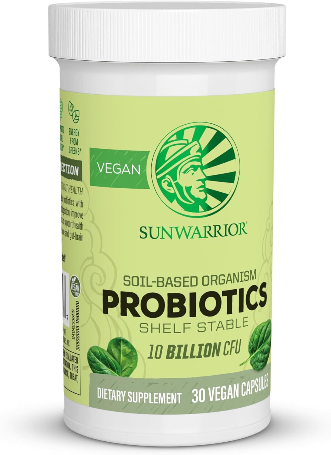 Sunwarrior Probiotics Soil-based Vegan Capsules | 10 billion CFU for Digestion Soy Free Gluten Free Dairy Free | 30 CT