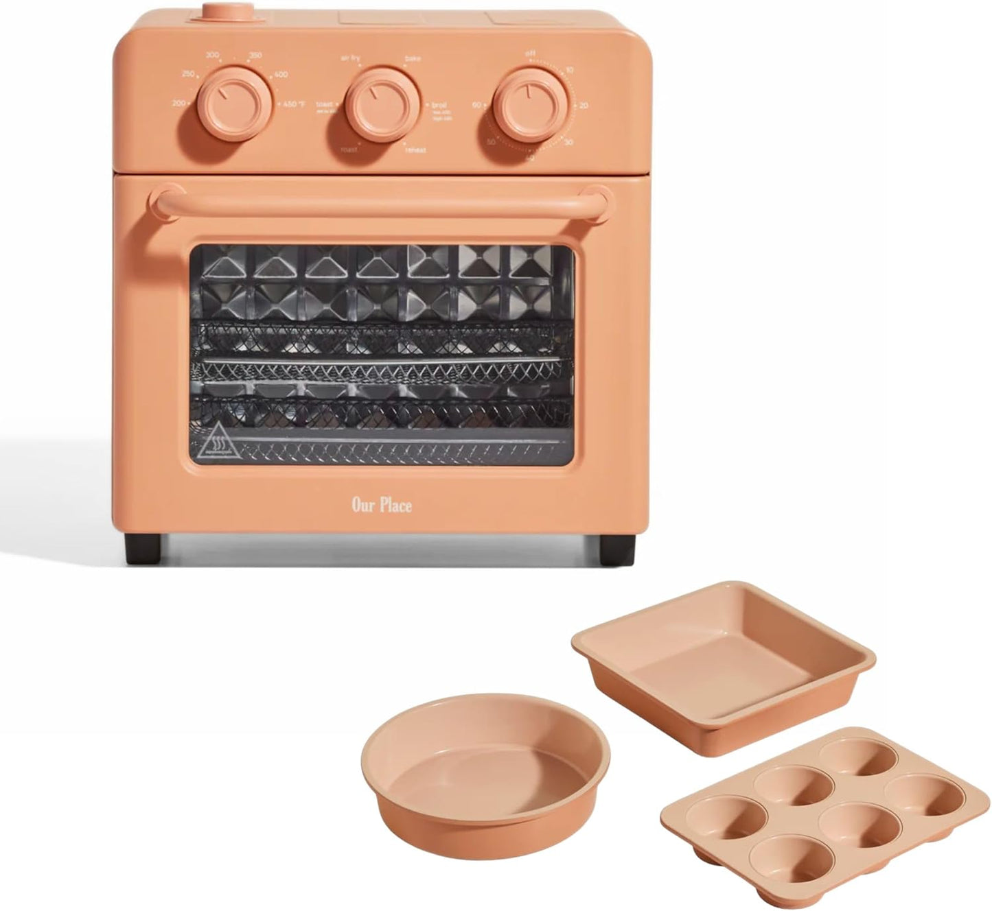 Our Place Wonder Oven + Baker’s Kit | 6-in-1 Air Fryer & Toaster Oven with Steam Infusion | 3-Piece Nonstick Ceramic Bakeware Set (Round, Square & Muffin Pan) | Non-Toxic PFAS-Free Baking | Spice