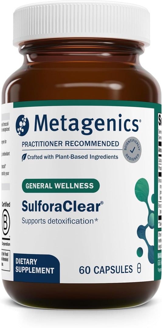 Metagenics SulforaClear - with Broccoli Sprout Extract, Calcium, Phosphorus & Sulforaphane - Non-GMO, Gluten-Free, Vegetarian - 60 Capsules