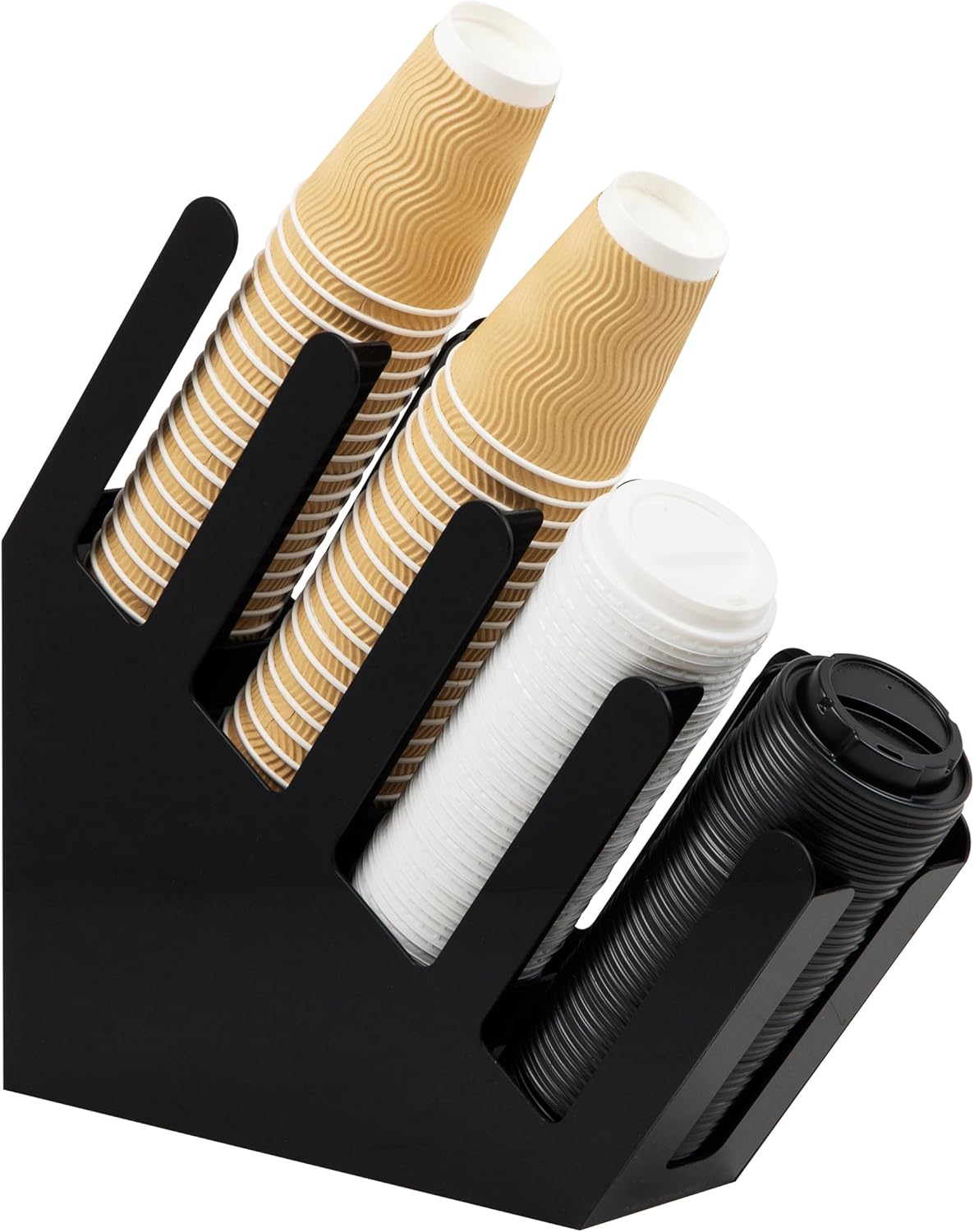 Mind Reader Cup and Lid Dispenser, Countertop Org, Coffee Bar, Beverage Cup, Kitchen, Breakroom, 4"L x 18"W x 16"H, Black