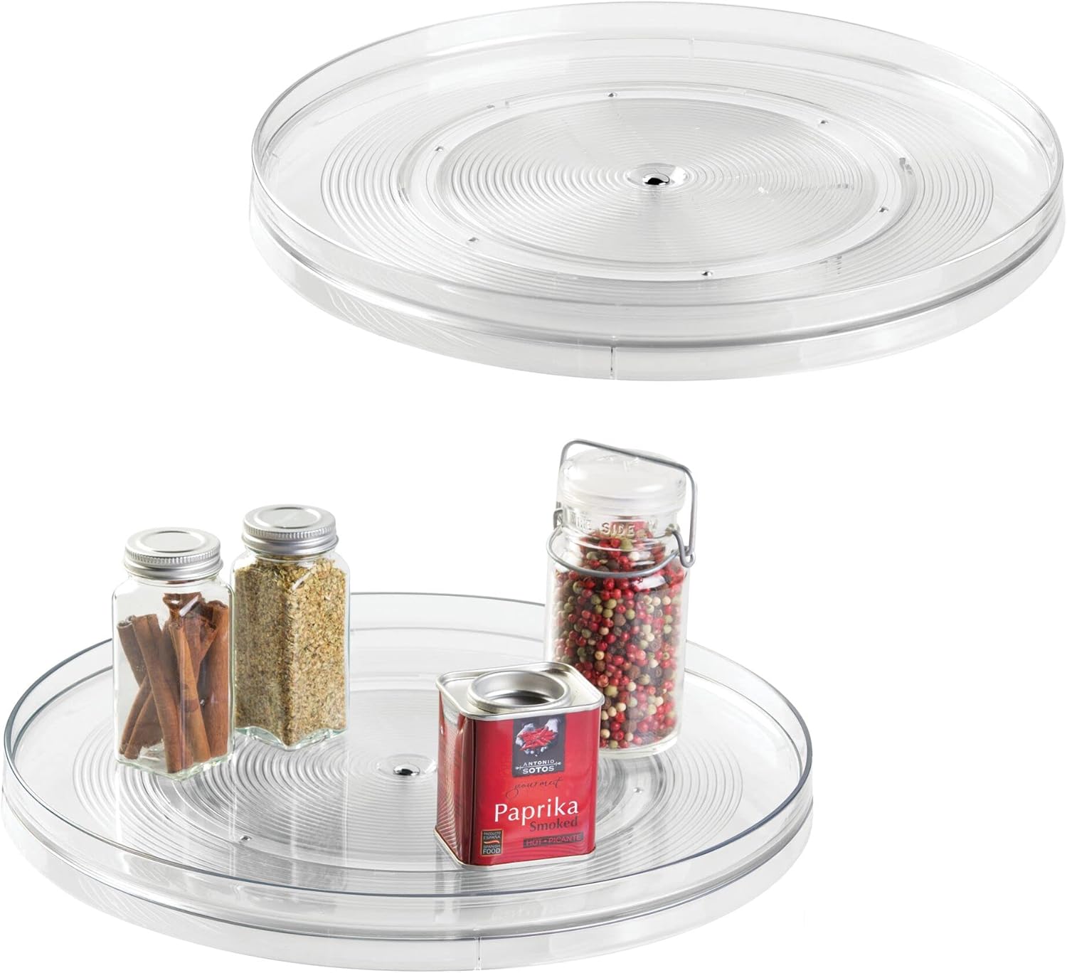 iDesign 14.5-Inch Round Lazy Susan Organizer for Kitchen or Pantry Storage - Set of 2 - Clear