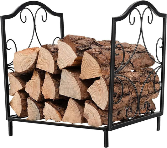 Firewood Rack for Indoor and Outdoor Wood Storage, Stacking Shelf with Heavy Duty Metal Fireplace Log Holder, Holds up to 60kg