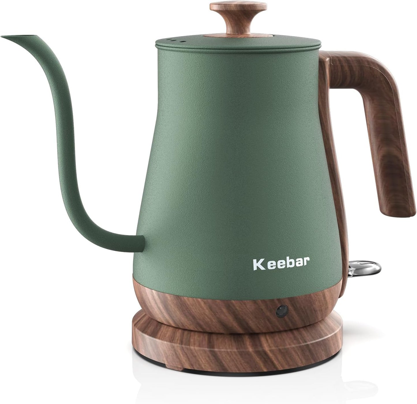 Keebar Gooseneck Electric Kettle, Electric Tea Kettle Stainless Steel, Pour over kettle for Coffee, 1000W Hot Water Kettle Electric Auto Shut Off, 0.8L, Wood-like Grain Finish Handle, Matcha Green
