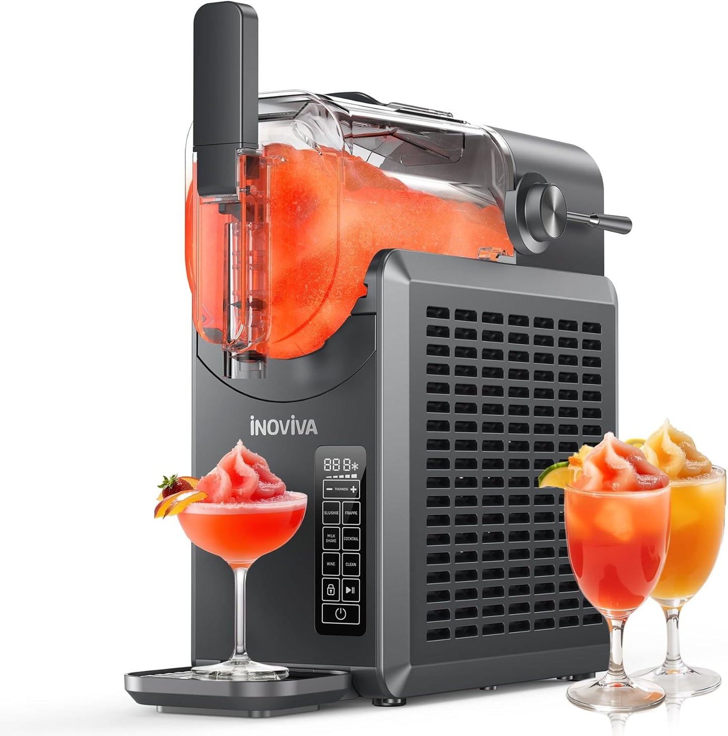 Slushie Machine, No Ice Needed, 68 oz INOVIVA Slushy Machine for Home with Self-Cleaning Function, Professional Frozen Drink Maker, 5 Preset Programs, Frozen Margaritas, Frappés, Milkshake, and More