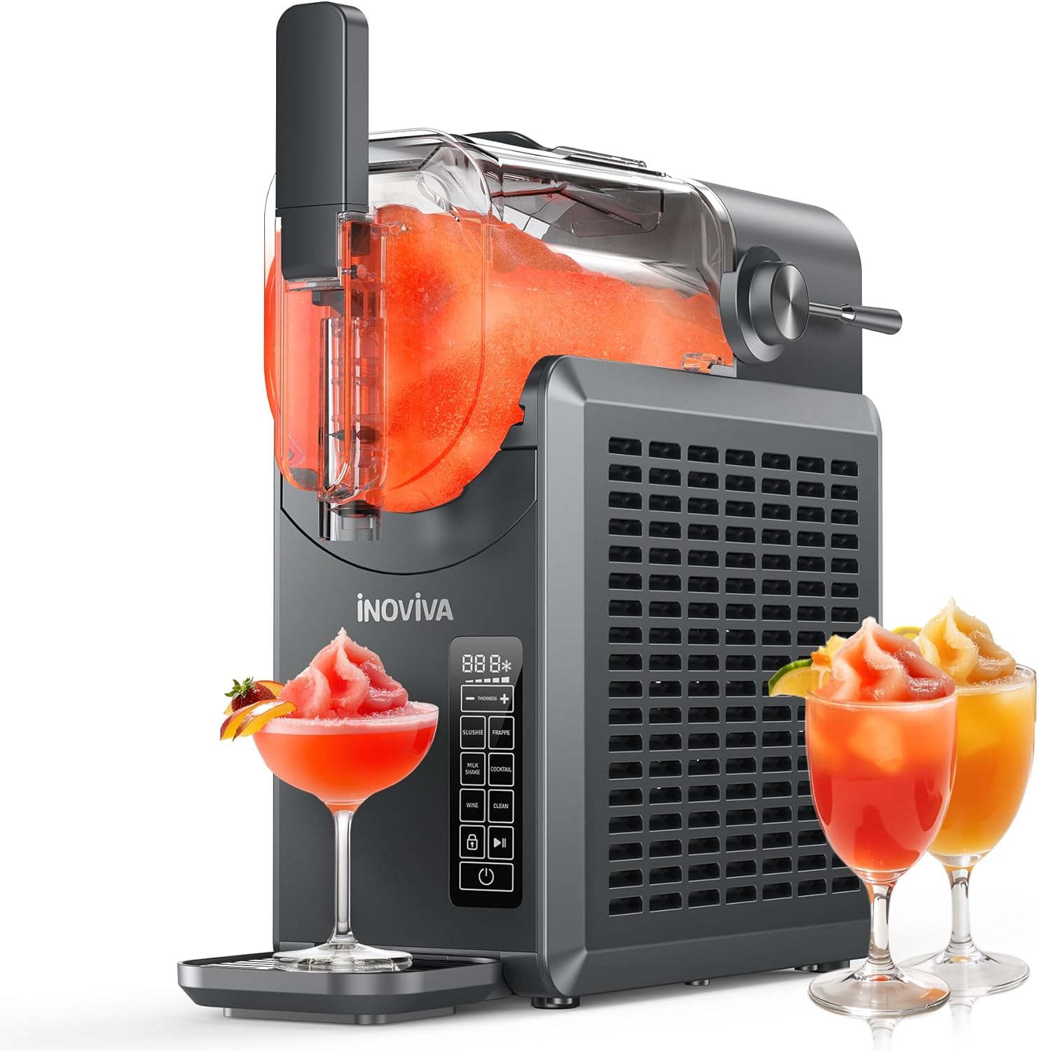 Slushie Machine, No Ice Needed, 68 oz INOVIVA Slushy Machine for Home with Self-Cleaning Function, Professional Frozen Drink Maker, 5 Preset Programs, Frozen Margaritas, Frappés, Milkshake, and More