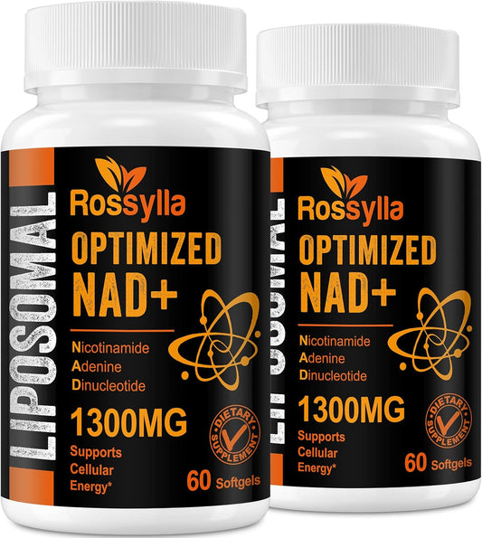 Rossylla 1300 MG Liposomal NAD+ Supplement | Highest Absorption | Purest NAD Supplemet to Boost NAD+ Effetively | Boosting NAD+ Supplement for Aging Defese, Cellular Energy, Longevity | 120 Count