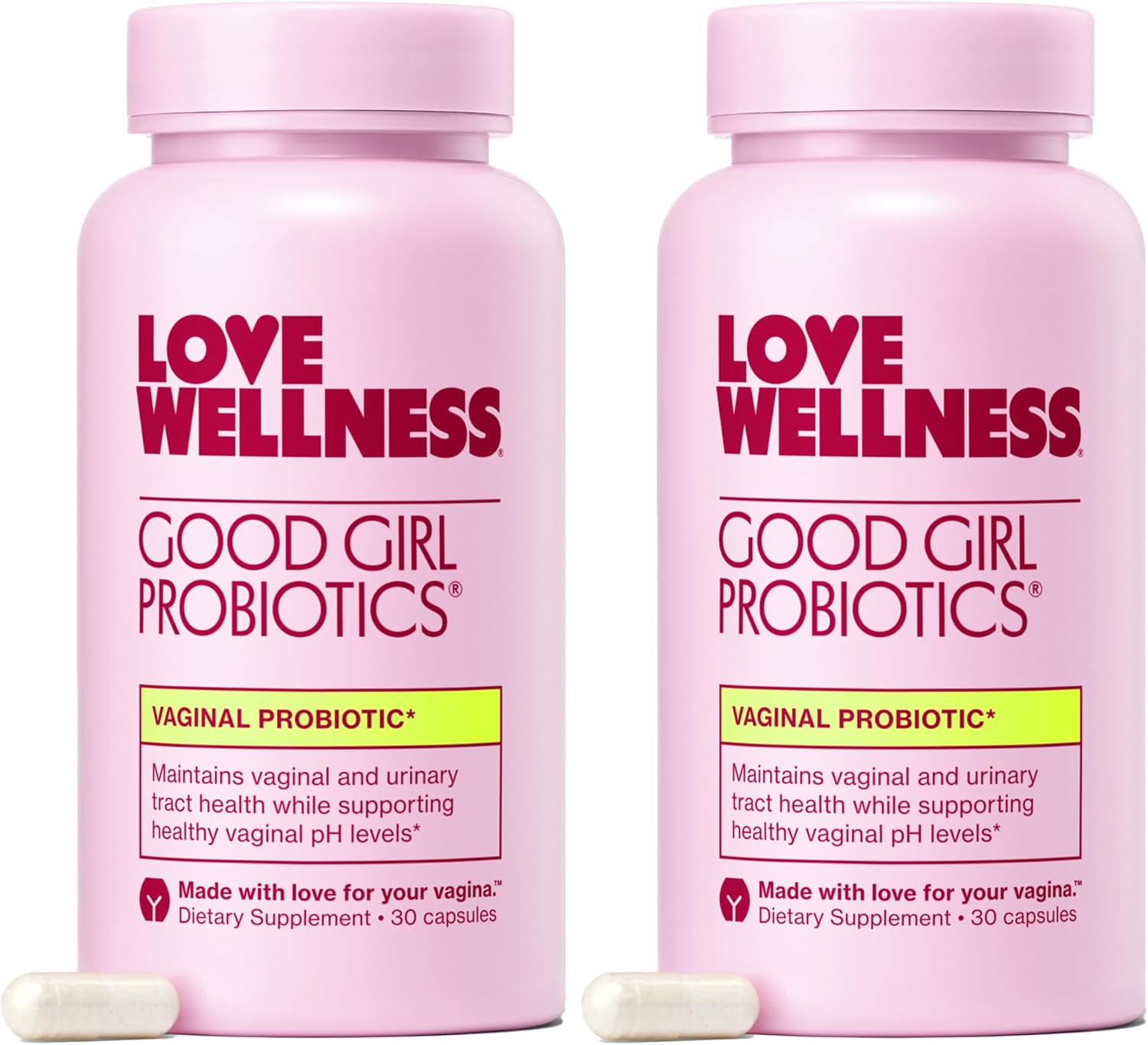 Love Wellness Good Girl Probiotics | Women\u2019s Vaginal Health & pH Balance Supplement | 9-Strain Probiotic for Urinary Tract, Yeast, Odor & Immune Support | Gluten-Free | 60 CT, 60-Day Supply