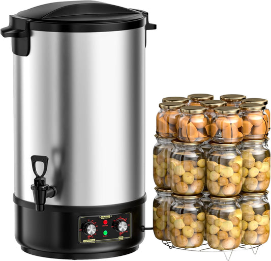 WantJoin Electric Canner - 1800W 30QT Stainless Steel Water Bath Canner, Adjustable Temp (86-212°F) & Timer (30-180min), Includes Rack, Jar Lifter, Funnel for Home Canning, Makes 11 Quart Jars