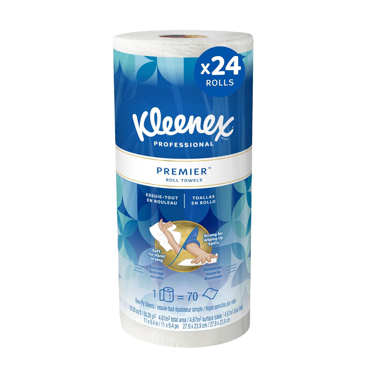Kleenex Professional Premier Kitchen Paper Towels, Bulk (13964), Cloth-Like Softness, White (70 Sheets/Roll, 24 Rolls/Case, 1,680 Sheet Total)