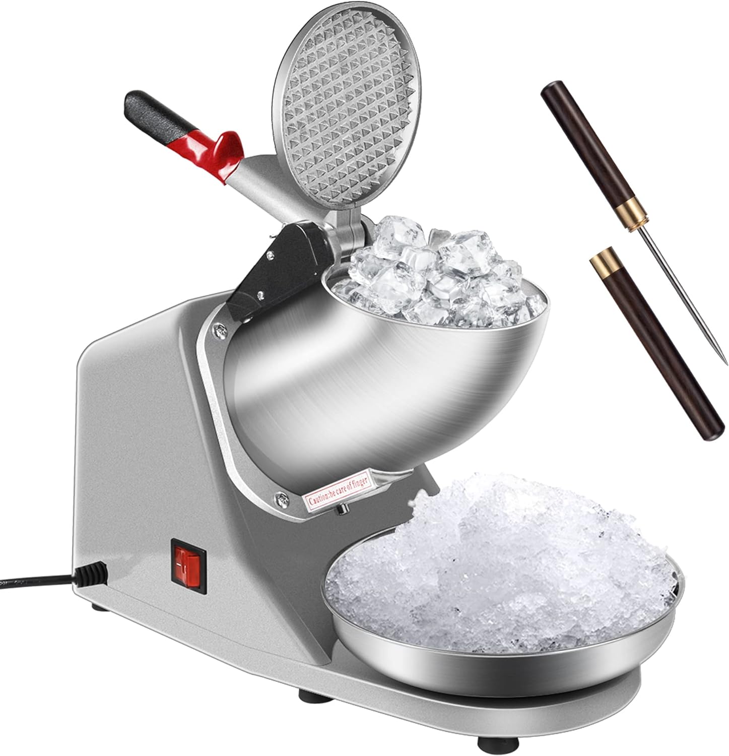 VIVOHOME Electric Ice Shaver Snow Cone Maker Machine Silver 143lbs\/hr with Ice Pick for Home and Commercial Use