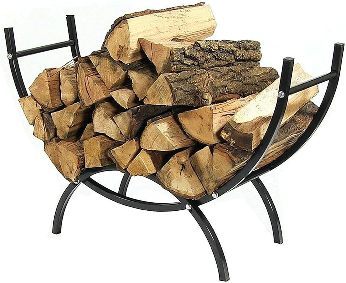 Portable Arched Firewood Rack with Oval Base, Heavy Duty Iron Log Storage for Fireplace, Outdoor Use, 30kg Capacity