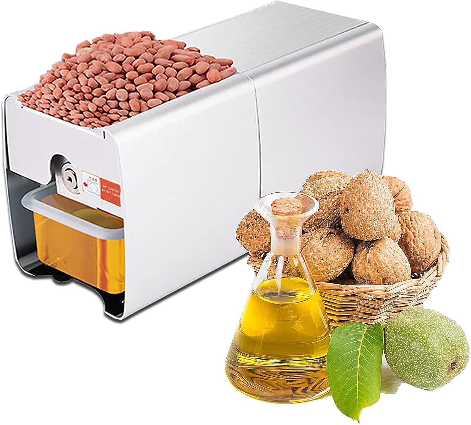 Electric Oil Press Machine, 350W Automatic Presser, Stainless Steel Expeller Extractor, 80 RPM Essential Olive for Flax Peanut Sesame Canola Avocado Coconut Sunflower Seeds