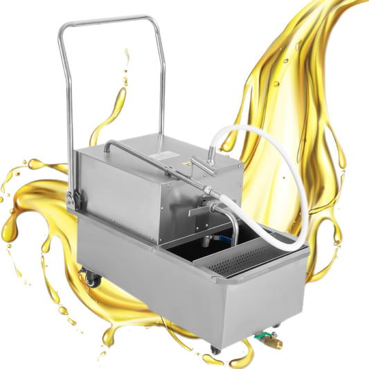 55 L /14.5 Gal Fryer Filter Machine 550W Stainless Steel Commercial Mobile Oil Filtration System, Oil Pump Flow 32L/min, Deep Fryer Oil Filter Cart for Restaurant Supermarket