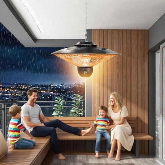 Outdoor Patio Heaters, Electric Patio Heater, Electric Heater with 3 Temperature Settings & Timer & LED Light, Remote Hanging Heater for Balcony Restaurant Backyard Decks