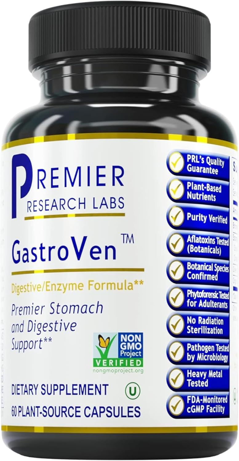 Premier Research Labs GastroVen - Digestive Enzymes for Women & Men, Digestive Health Supplement, Supports Healthy Gut Microbiome w/Bromelain, Ginger - 60 Capsules