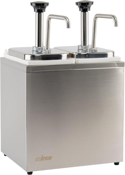 Winco 7 Quart Dual Chamber Condiment Dispensing Pump