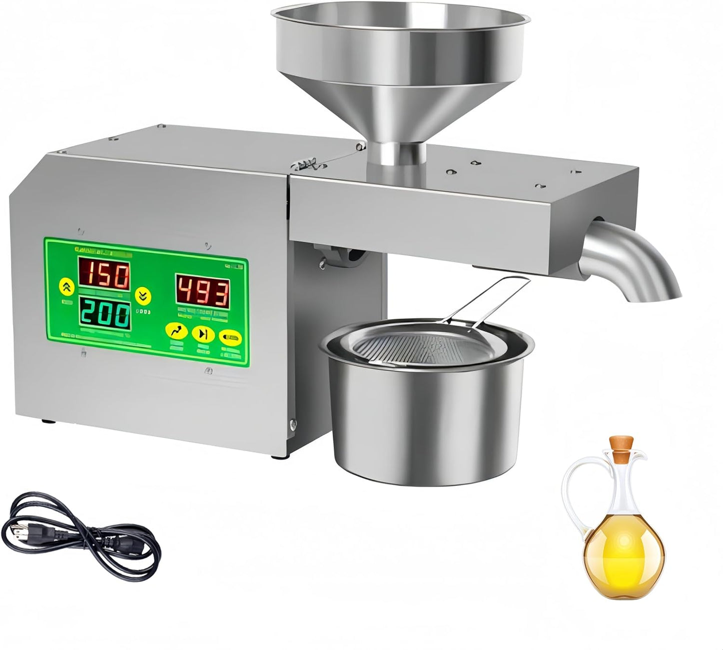 Cold Pressed Oil machine, 110v 820W Domestic Oil Press Machine, Electric Seed Oil Extractor Machine with Intelligent Control & Display for Coconut Sunflower Peanut Almond Soybean Pressing