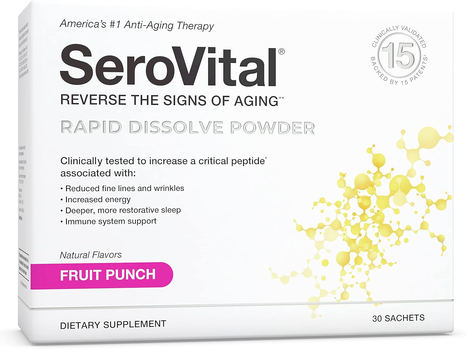 Serovital Rapid Dissolve Powder - Anti-Aging Supplement for Women, Skin Benefits, Energy and Better Sleep | 30 Day Supply - Fruit Punch