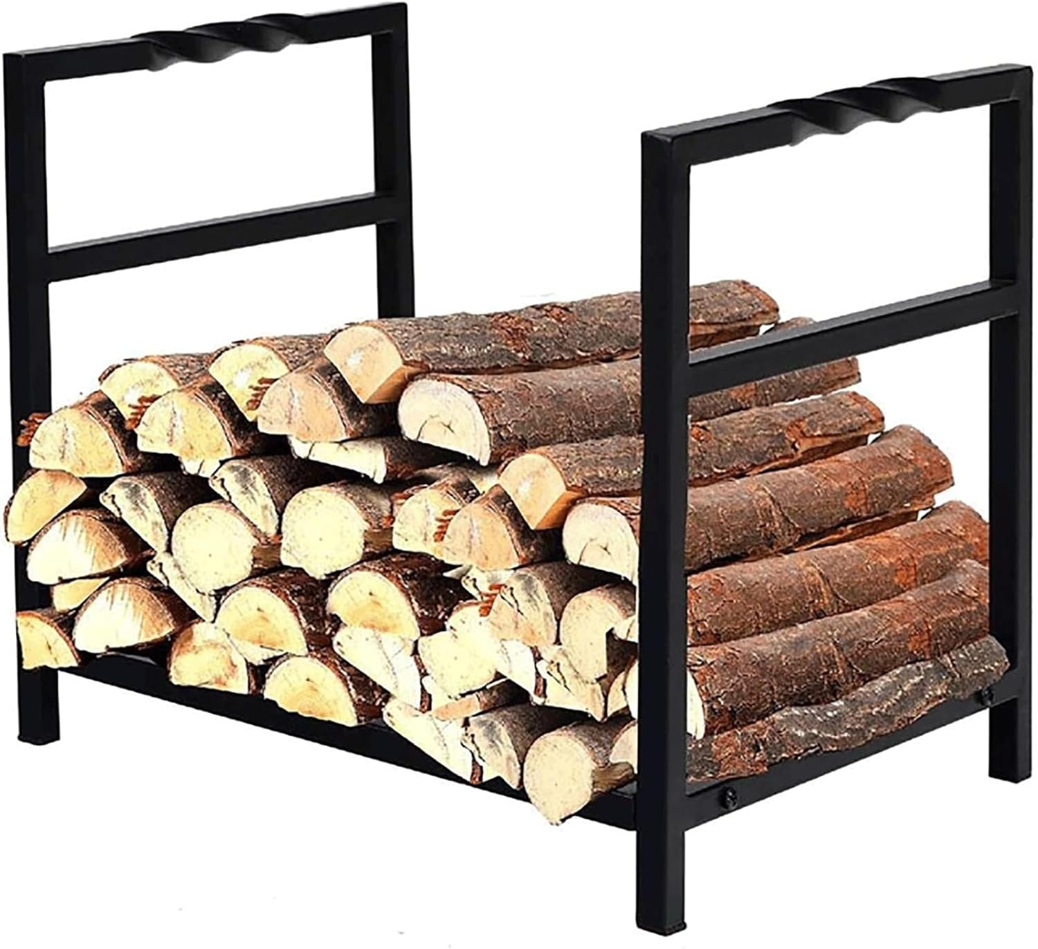 Firewood Rack Fireplace Firewood Holder Firewood Holder with Hooks for Indoor and Outdoor Fireplace Firewood Tissue Wood Stacking Log Rack,