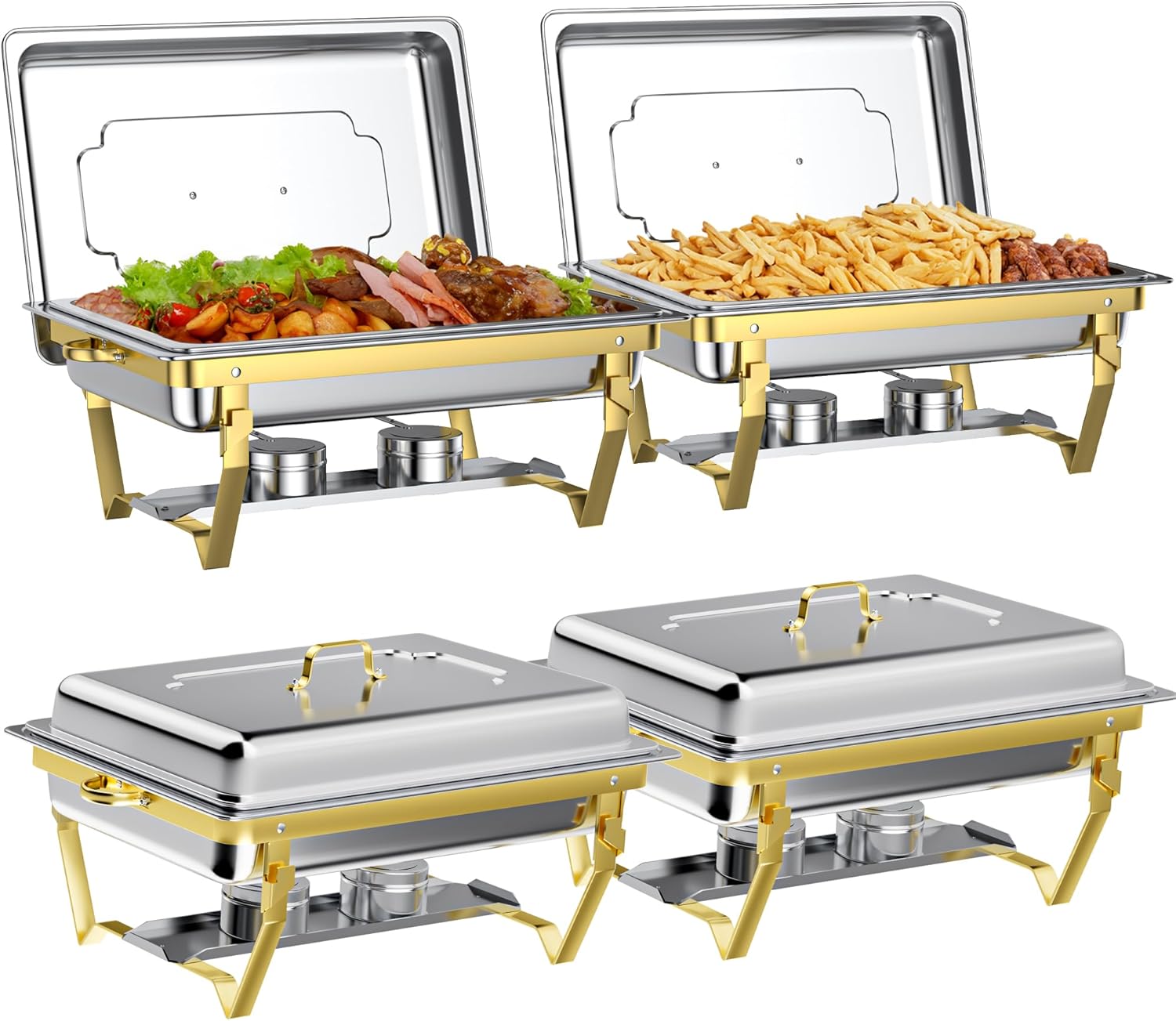 GGIU Chafing Dishes for Buffet Set: Chafers for Catering - Chafing Dish Buffet Set with Lids | Chafers and Buffet Warmers Sets | Serving Food Warmer | Chafers Servers Sets
