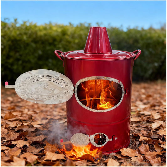 Garden Incinerator Portable Burning Barrel for Tree Incineration Ceremonial Burning Barrel Stainless Steel Construction Ventilated Design for Rapid Combustion(49.5x66cm\/19.5x25.9\u201D)