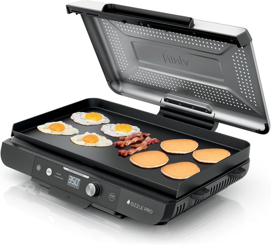 Ninja Sizzle Pro XL Indoor Griddle: 20-inch Nonstick Flat-Top for Family Meals & Even Heating- 250-500F Temperature Control for Versatile Cooking